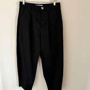 Zara Women’s Classic Pleated Black Trousers Pants Modern Cut Pockets Size 4